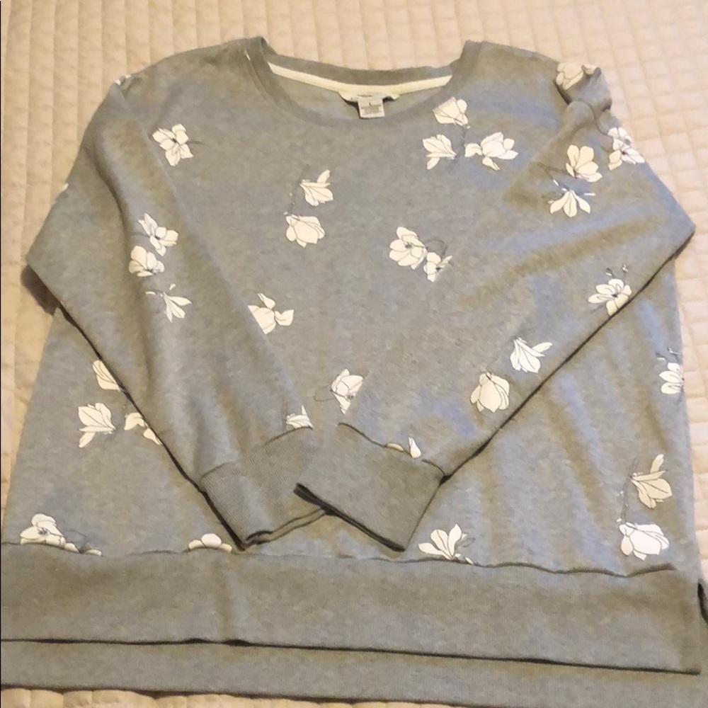 Grey floral high-lo sweatshirt